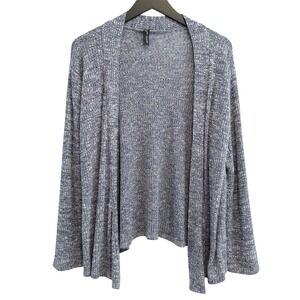 J.M. Fleurette Cardigan Womens XL Blue Ribbed Knit Open Front Business Casual